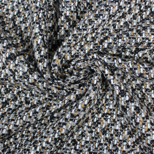 Coupon de 1,5 mètre - tweed de laine - beige noir et blanc - photo 1/5 | So Tissus