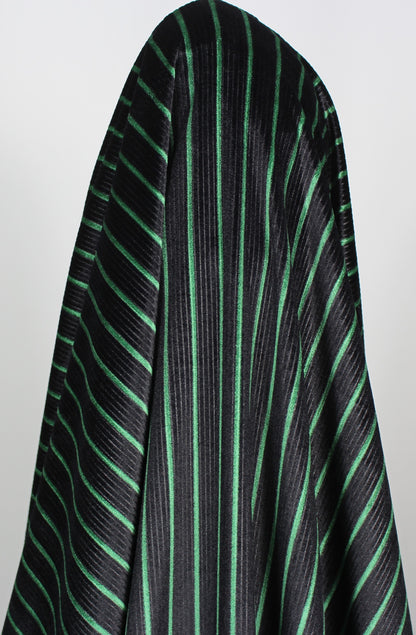 Tissu maille velours côtelé - à rayures - vert et noir - photo 3/5 | So Tissus