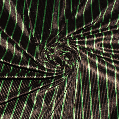 Tissu maille velours côtelé - à rayures - vert et noir - photo 1/5 | So Tissus