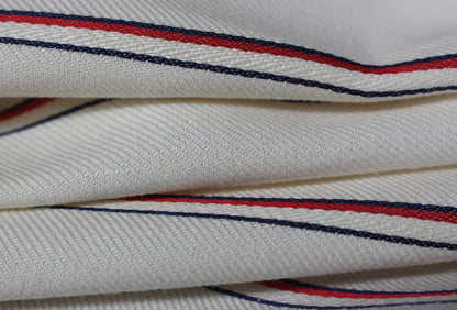Tissu toile sergé lin et coton - écru à rayure - photo 2/4 | So Tissus