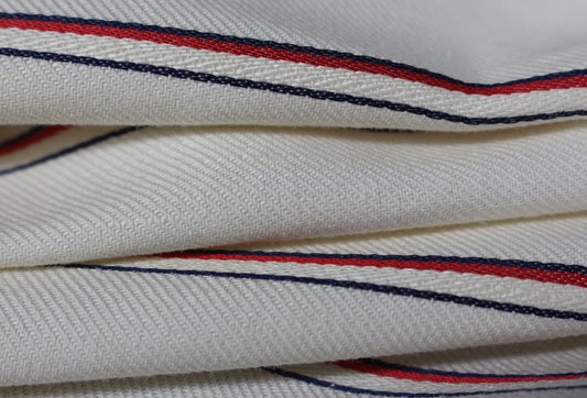 Tissu toile sergé lin et coton - écru à rayure - photo 2/4 | So Tissus