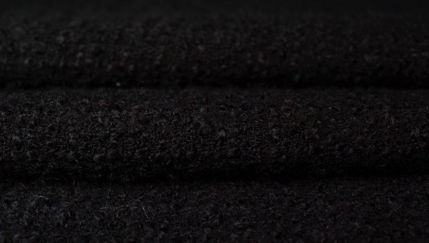 Tissu tweed de laine bouclette noir - à carreaux ton sur ton | Bennytex | Mondial Tissus | Cousette | Tissus de rêve | Tissus.net