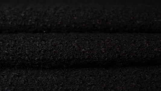 Tissu tweed de laine bouclette noir - à carreaux ton sur ton | Bennytex | Mondial Tissus | Cousette | Tissus de rêve | Tissus.net
