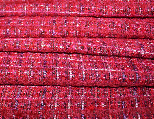 So Tissus - Coupon de 1,5 mètre - tissu tweed acétate - ton rouge et rose  | Bennytex | Mondial Tissus | Cousette | Tissus de rêve | Tissus.net