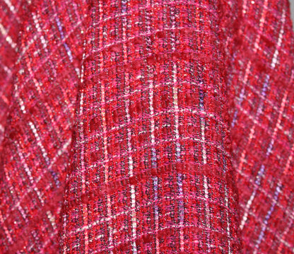 So Tissus - Coupon de 1,5 mètre - tissu tweed acétate - ton rouge et rose  | Bennytex | Mondial Tissus | Cousette | Tissus de rêve | Tissus.net