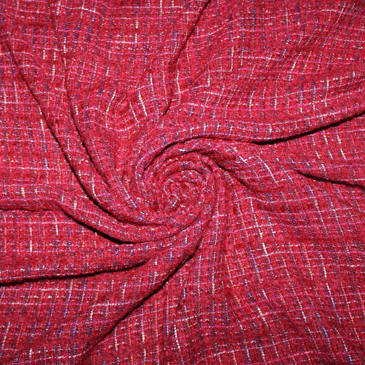 So Tissus - Coupon de 1,5 mètre - tissu tweed acétate - ton rouge et rose  | Bennytex | Mondial Tissus | Cousette | Tissus de rêve | Tissus.net