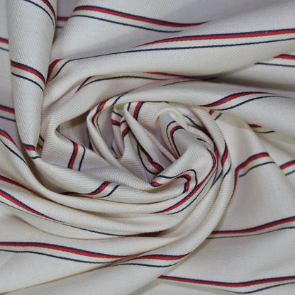 Tissu toile sergé lin et coton - écru à rayure - photo 1/4 | So Tissus