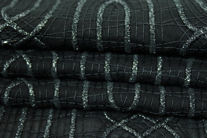 Tissu voile coton brodé - motif géométrique - noir - photo 4/6 | So Tissus