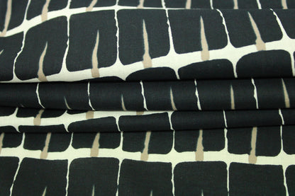 Tissu popeline coton - imprimé géométrique - noir et beige - photo 3/6 | So Tissus