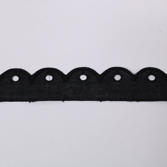 Galon - broderie anglaise noire - motif circulaire - photo 1/3 | So Tissus