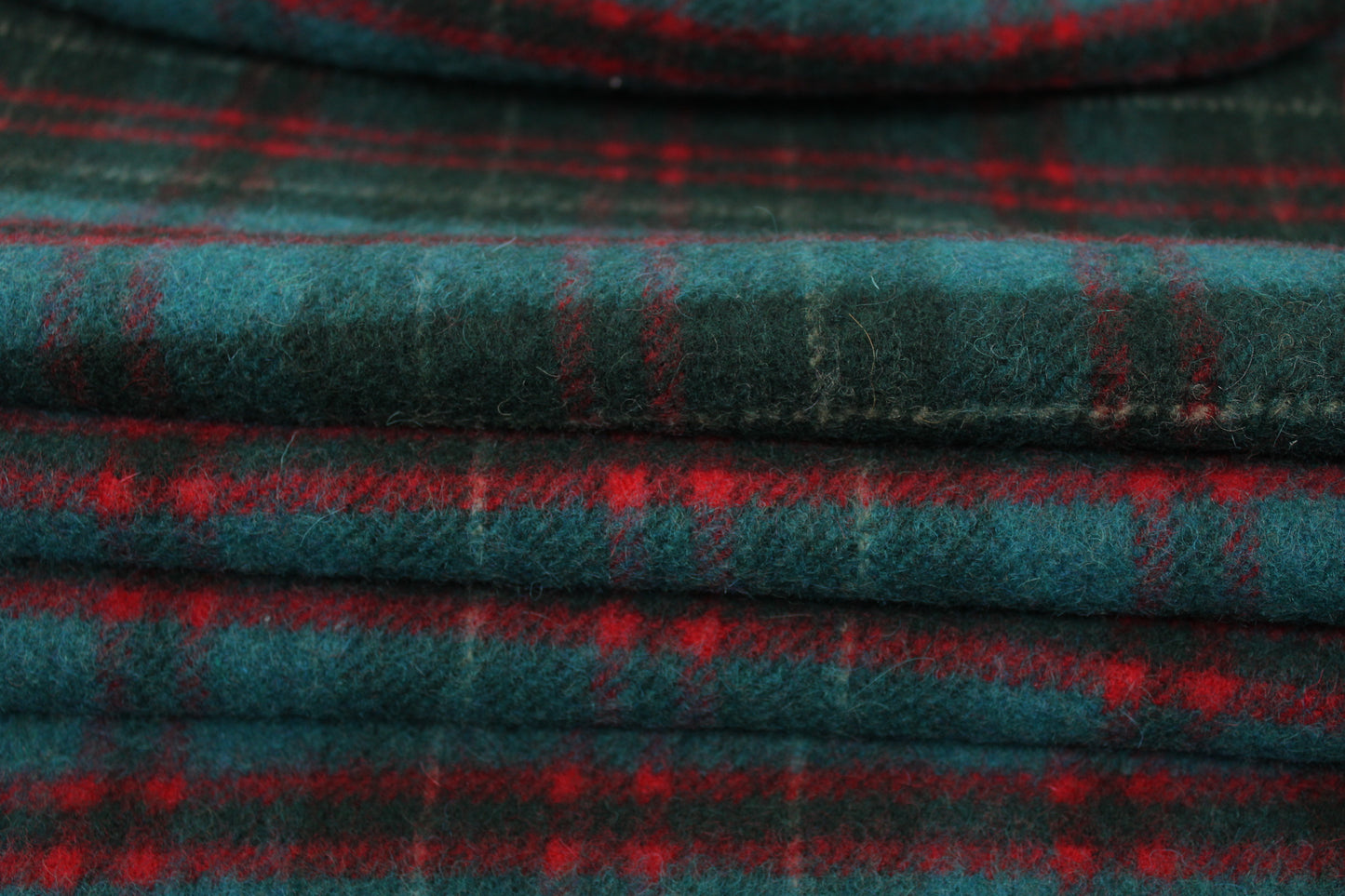 Tissu laine mohair - à carreaux - ton bleu vert canard - photo 2/5 | So Tissus