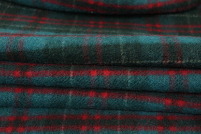 Tissu laine mohair - à carreaux - ton bleu vert canard - photo 2/5 | So Tissus