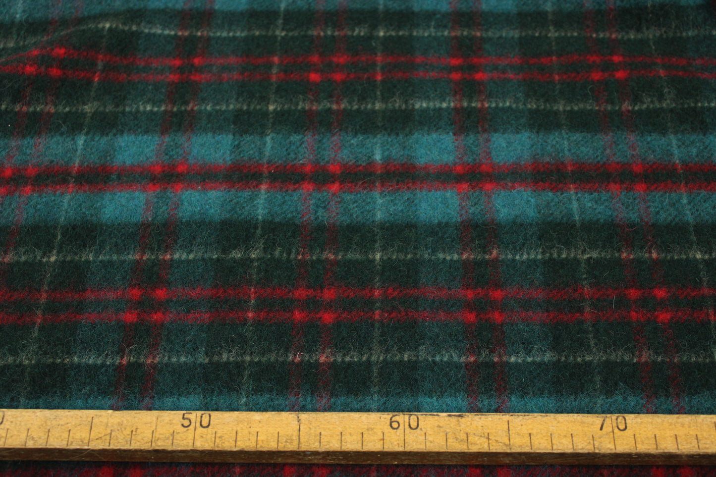 Tissu laine mohair - à carreaux - ton bleu vert canard - photo 5/5 | So Tissus