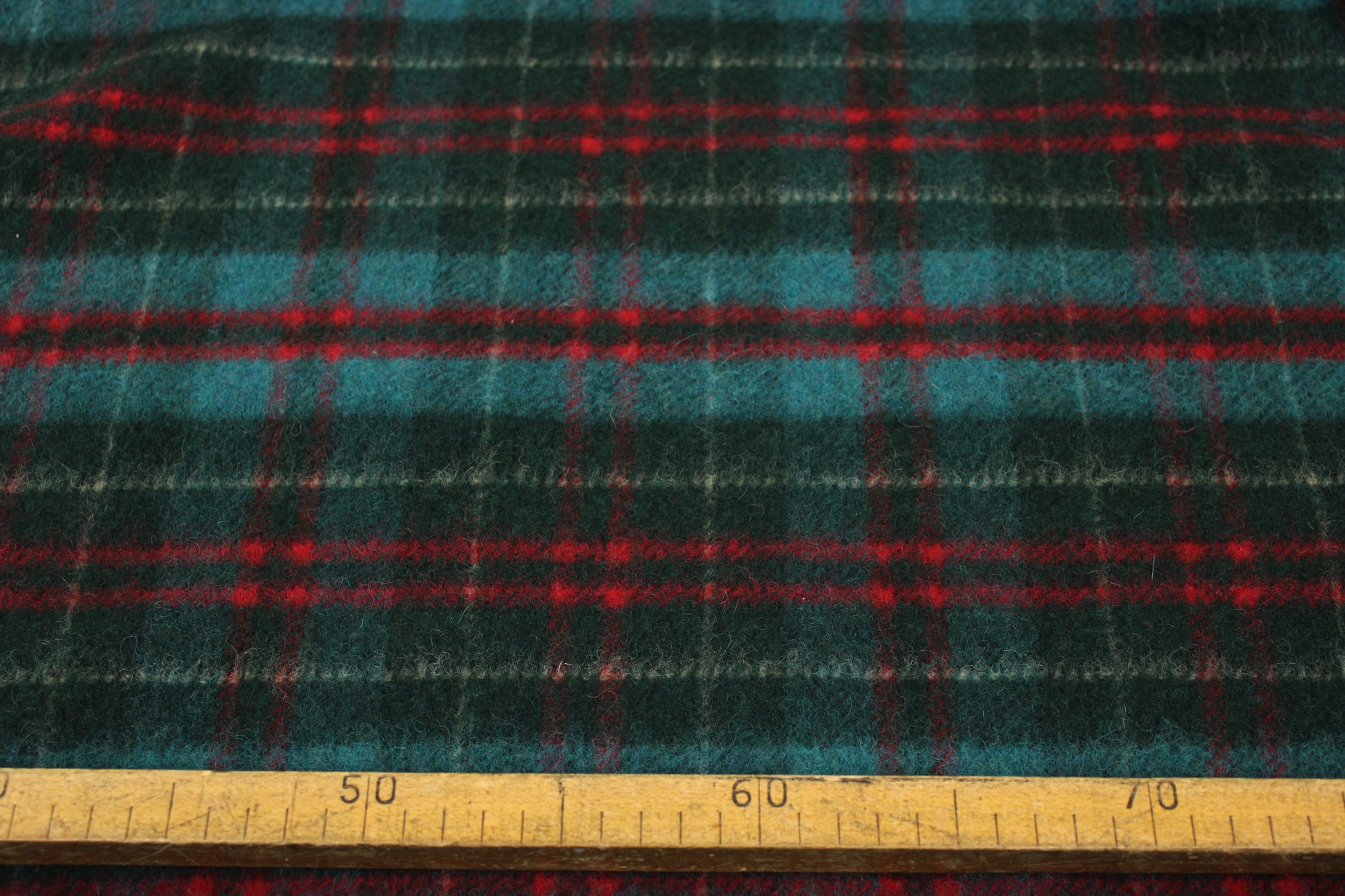 Tissu laine mohair - à carreaux - ton bleu vert canard - photo 5/5 | So Tissus