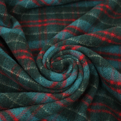 Tissu laine mohair - à carreaux - ton bleu vert canard - photo 1/5 | So Tissus