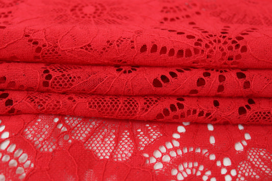 Tissu dentelle fleuri - rouge - photo 2/5 | So Tissus