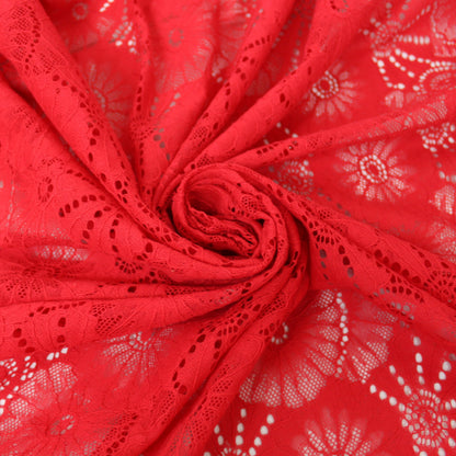 Tissu dentelle fleuri - rouge - photo 1/5 | So Tissus