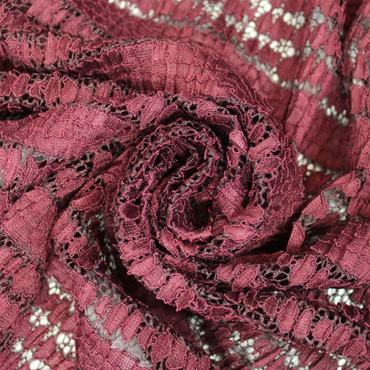 Tissu dentelle plissé - bordeaux - photo 1/5 | So Tissus