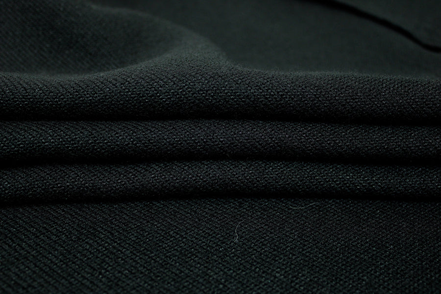 Tissu twill de laine épais- noir