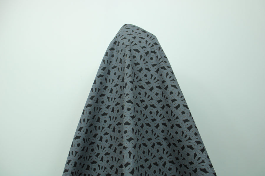 Tissu popeline de coton imprimé cercle - noir et gris