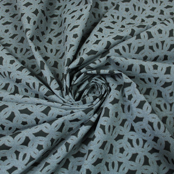 Tissu popeline de coton imprimé cercle - noir et gris