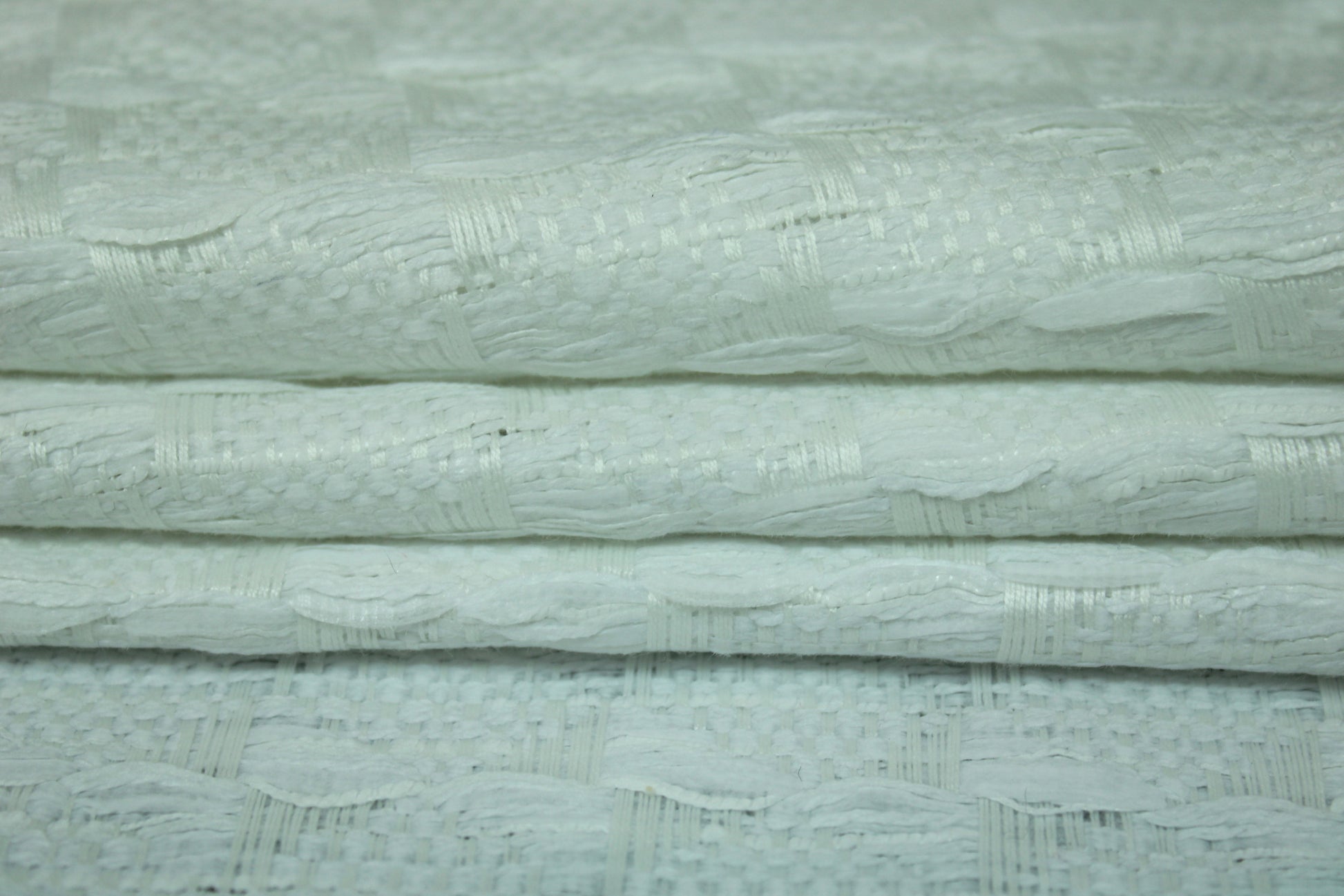 Tissu tweed à carreaux - ton sur ton - blanc - photo 2/5 | So Tissus