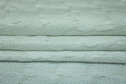 Tissu tweed à carreaux - ton sur ton - blanc - photo 2/5 | So Tissus