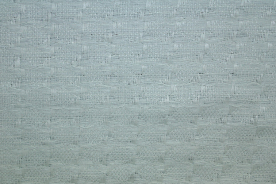 Tissu tweed à carreaux - ton sur ton - blanc