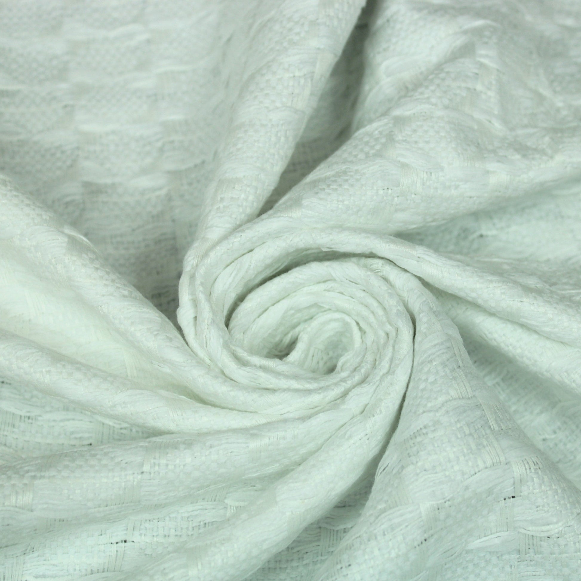 Tissu tweed à carreaux - ton sur ton - blanc - photo 1/5 | So Tissus