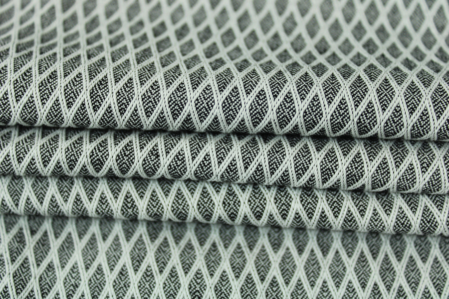 Tissu popeline de coton alvéolé - noir et blanc