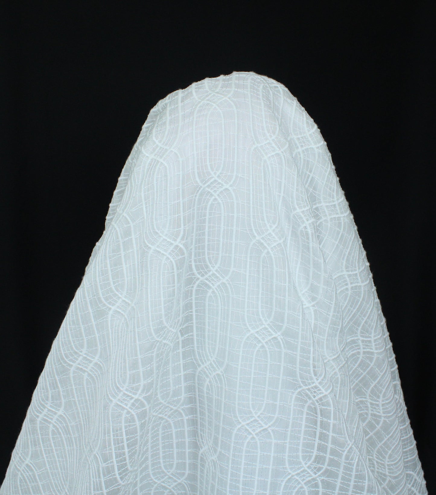 Tissu voile coton brodé - motif géométrique - blanc - photo 3/6 | So Tissus