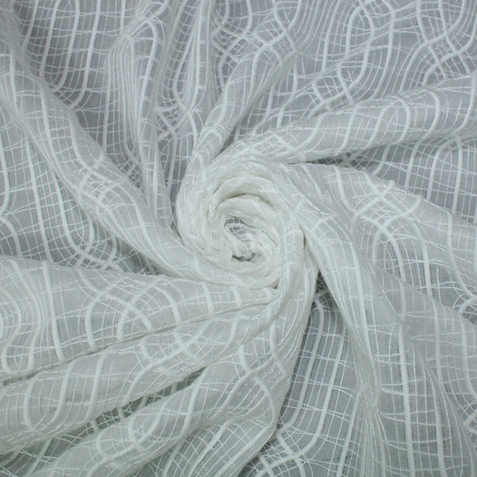 Tissu voile coton brodé - motif géométrique - blanc - photo 1/6 | So Tissus