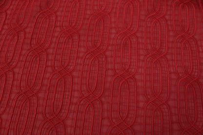 Tissu voile coton brodé - motif géométrique - rouge foncé - photo 4/5 | So Tissus