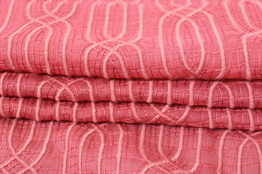 Tissu voile coton brodé - motif géométrique - saumon - photo 2/5 | So Tissus