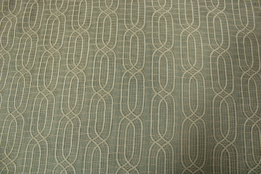 Tissu voile coton brodé - motif géométrique - beige