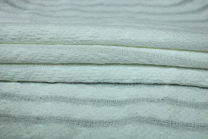Tissu tweed à rayures - ton sur ton - blanc - photo 2/4 | So Tissus