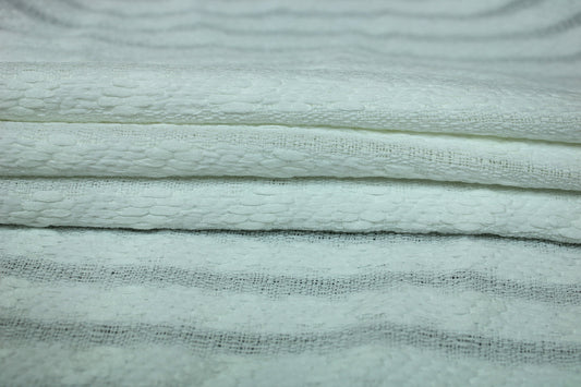 Tissu tweed à rayures - ton sur ton - blanc - photo 2/4 | So Tissus