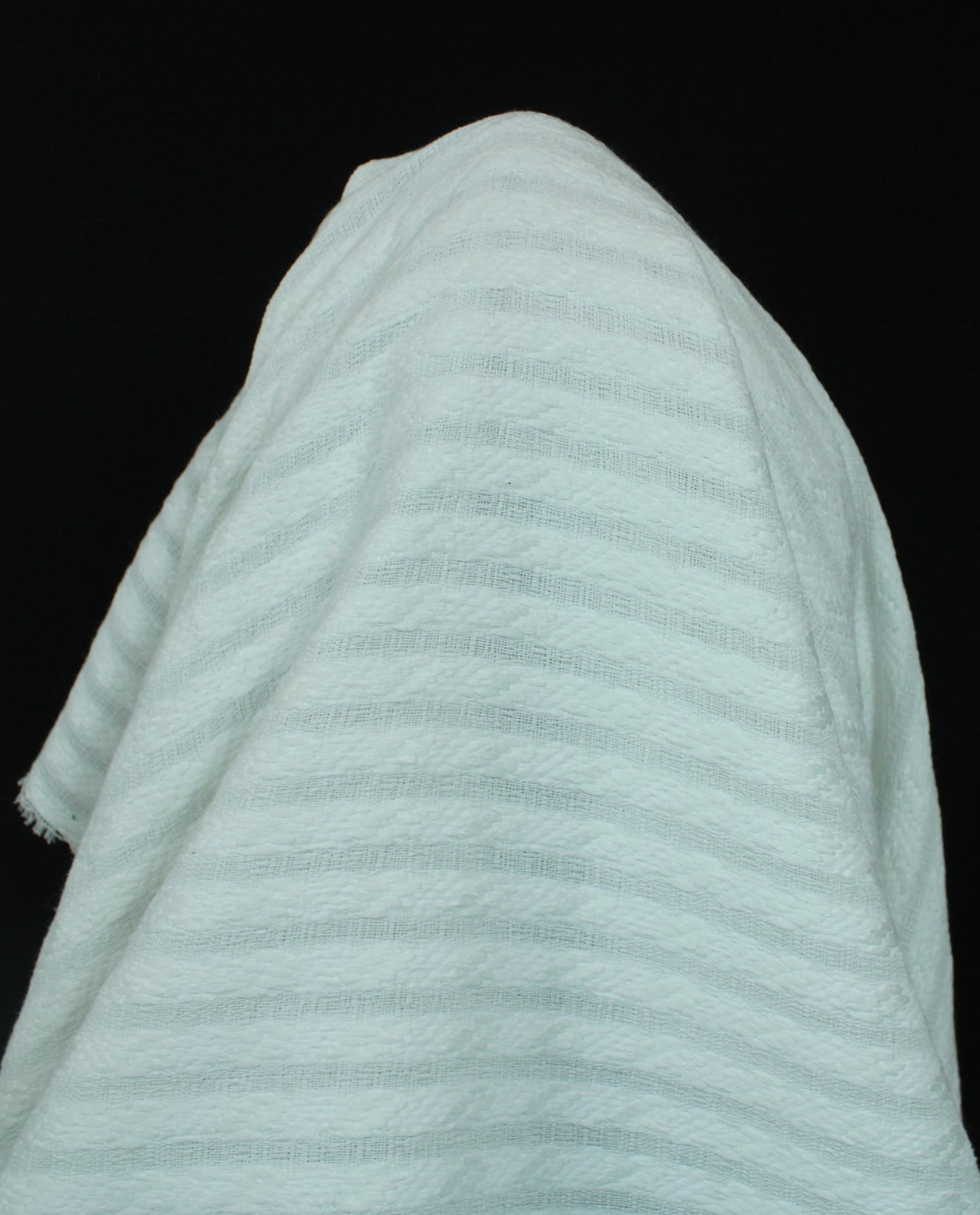 Tissu tweed à rayures - ton sur ton - blanc - photo 3/4 | So Tissus