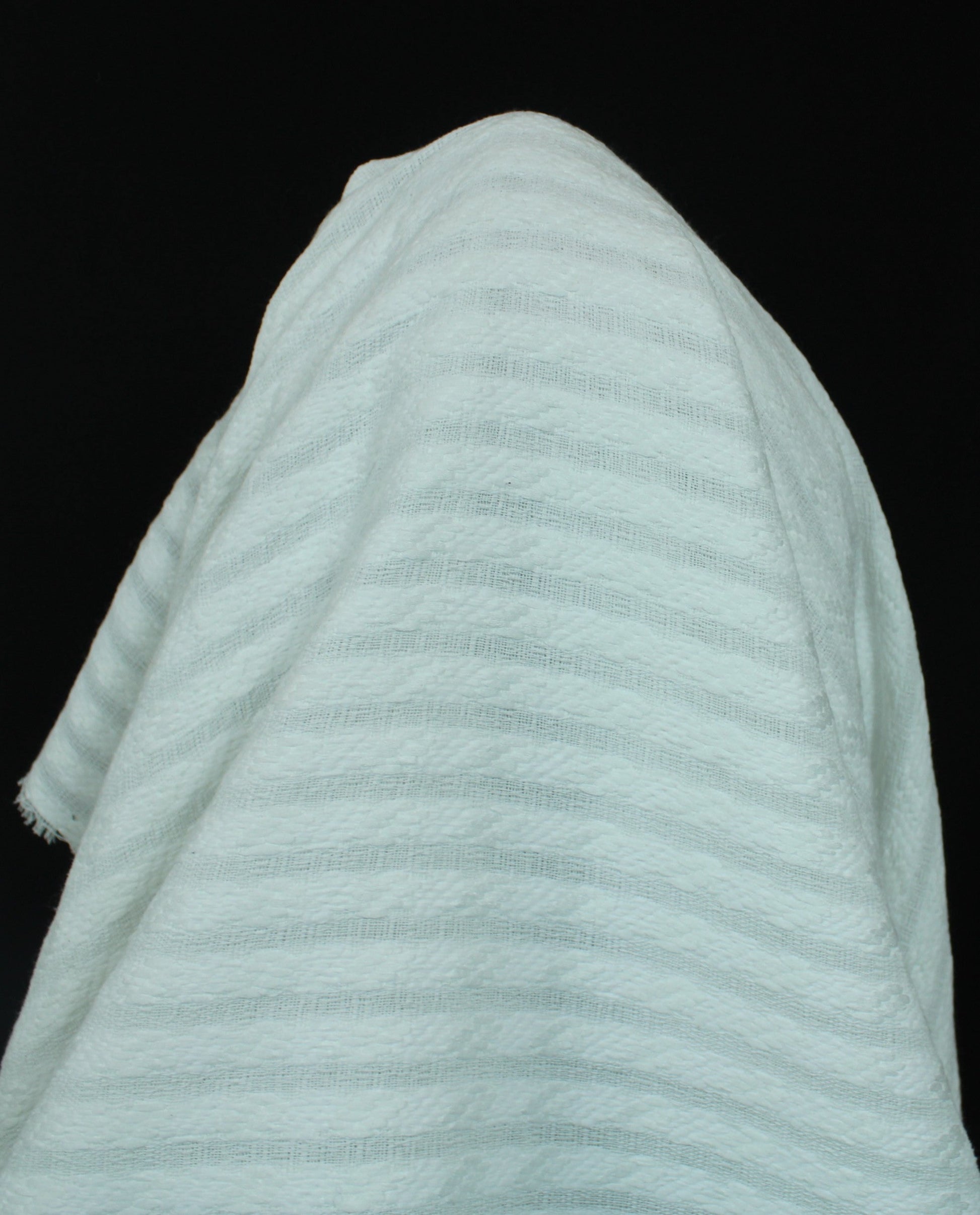 Tissu tweed à rayures - ton sur ton - blanc - photo 3/4 | So Tissus
