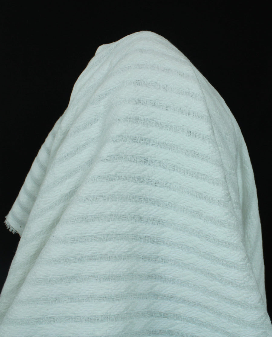 Tissu tweed à rayures - ton sur ton - blanc