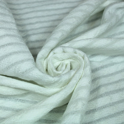 Tissu tweed à rayures - ton sur ton - blanc - photo 1/4 | So Tissus