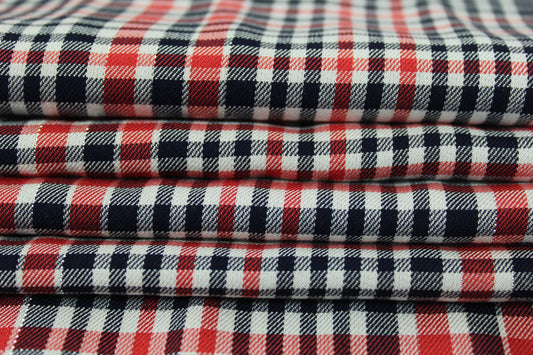 Tissu viscose - à carreaux - rouge, blanc et bleu - photo 2/4 | So Tissus