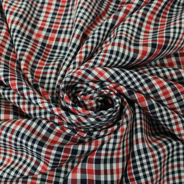 Tissu viscose - à carreaux - rouge, blanc et bleu