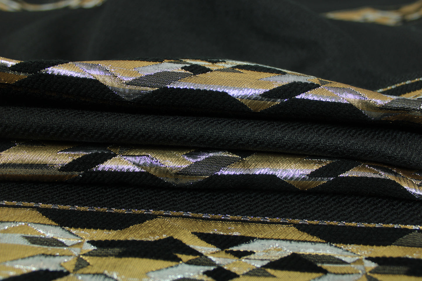 Tissu brocart imprimé rayures - doré et argenté - photo 2/5 | So Tissus