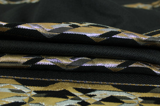 Tissu brocart imprimé rayures - doré et argenté - photo 2/5 | So Tissus