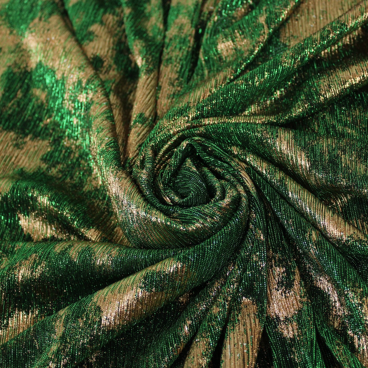 Tissu maille lurex - vert et doré brillant - photo 1/4 | So Tissus