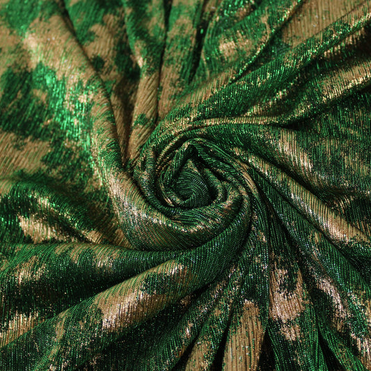 Tissu maille lurex - vert et doré brillant - photo 1/4 | So Tissus