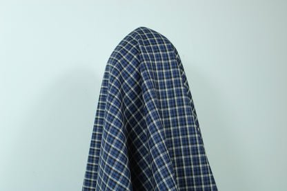 Tissu crêpe de laine - à carreaux - ton bleu - photo 3/4 | So Tissus