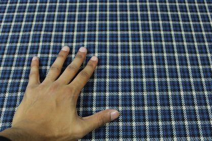 Tissu crêpe de laine - à carreaux - ton bleu - photo 4/4 | So Tissus