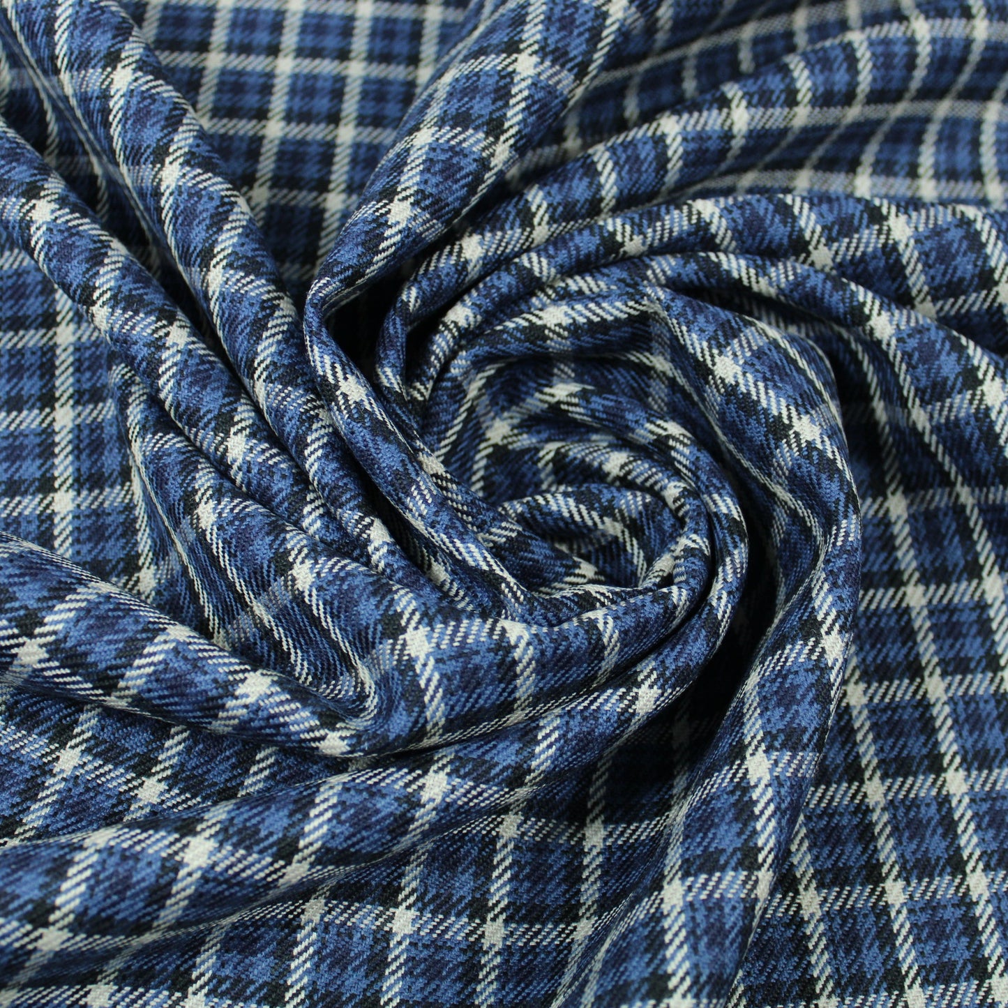 Tissu crêpe de laine - à carreaux - ton bleu - photo 1/4 | So Tissus